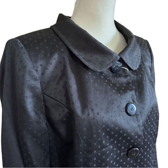 Perry Ellis Polka Dot Peter Pan Collar Blazer Jacket Black Size 12 - Picture 5 of 13